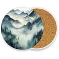 thumbnail image 2 of Coolnut Mountain Landscape Coaster, Drinks Round Absorbent Stone Set with Ceramic Stone and Cork Base, Tabletop Protection Mats and Cups Place for 2PCS Home Decor, 2 of 6