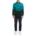 thumbnail image 3 of Epic Studios Men's & Big Men's Distressed Dip Dye Plaid Flannel Shirt, Sizes S-6XL, Flannel Mens Shirts, 3 of 4