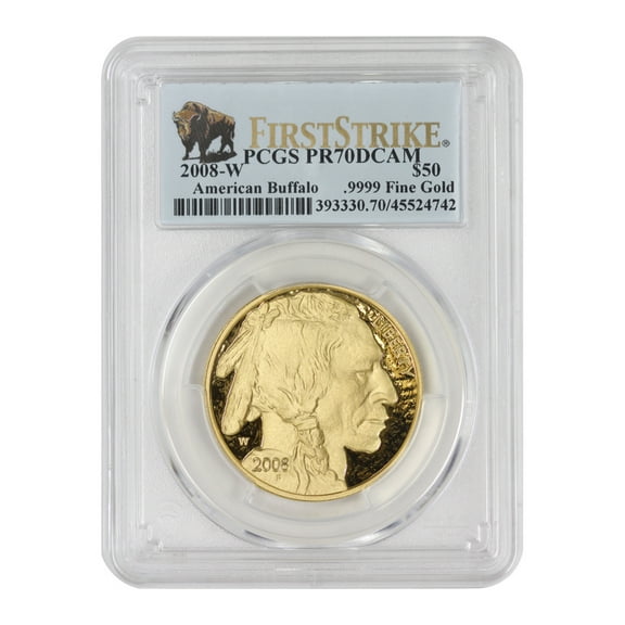 2008-W $50 Gold Buffalo PCGS PR70 Deep Cameo First Strike Bison Label