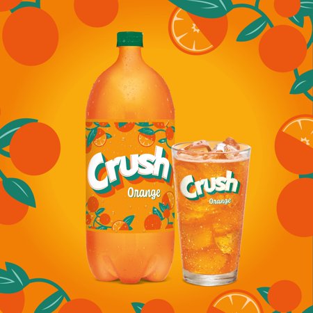 Crush Caffeine Free Orange Soda Pop, 2 L, Bottle