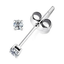 925 Sterling Silver 0.06 tcw Basket Setting 2MM Clear Round CZ Cubic Zirconia Nickel Free Stud Earrings