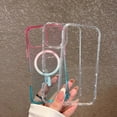 thumbnail image 4 of For iPhone 16 Plus Magnetic Clear Phone Case,Two-color Gradient Design,Compatible with Mag-Safe,3-in-1 Heavy Duty Shockproof Military Drop Protection Transparent Phone Case,Pink+Lightblue, 4 of 10