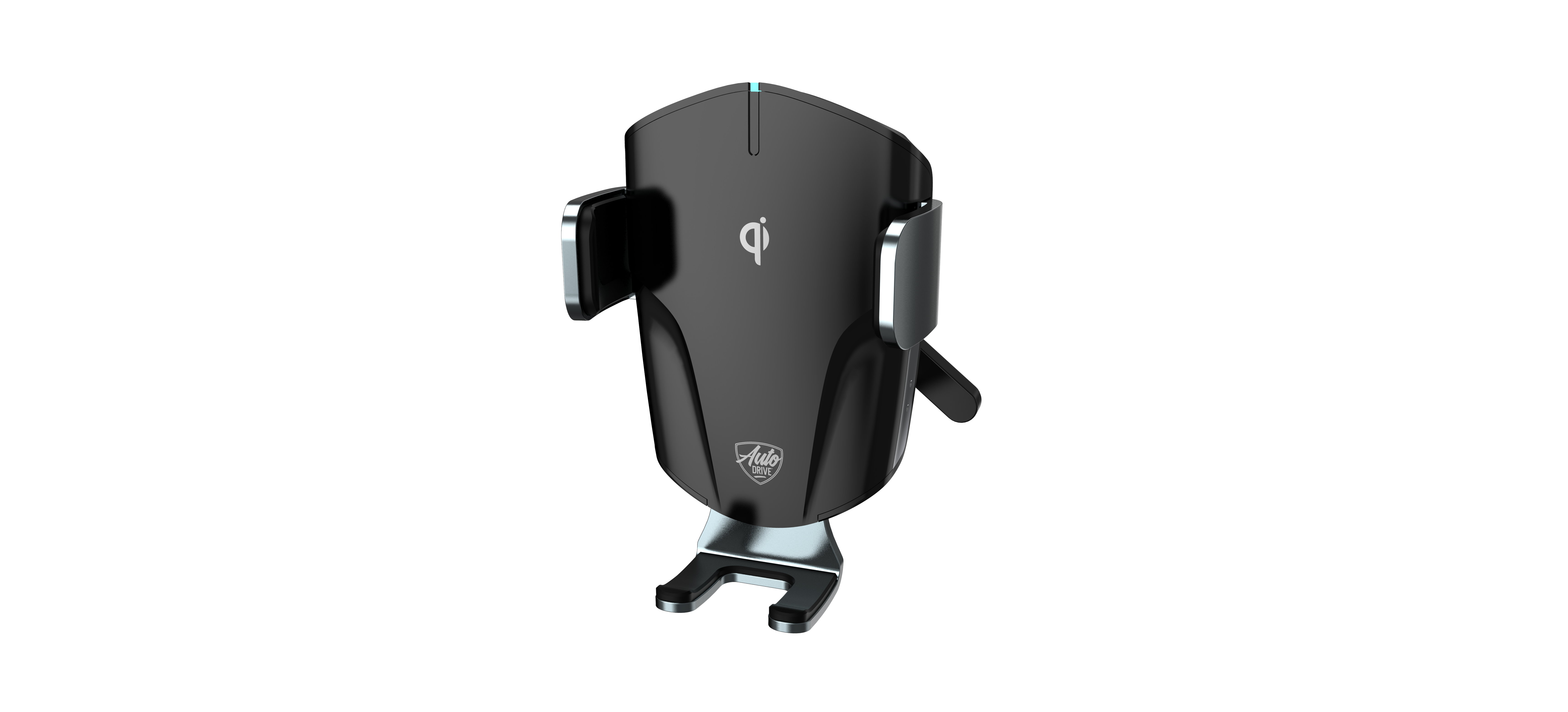 AUTO DRIVE SILVER VENT MOUNT  WIRELESS CHARGER, AUTO-CLAMPING, COMPATIBLE WITH QI-ENABLED PHONES