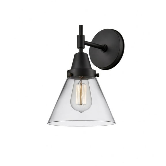 447-1W-BK-G42 Innovations Lighting Cone - 1 Light Wall Sconce-11.25 Inches Tall and 7.75 Inches Wide-Matte Black Finish-Clear Glass Color