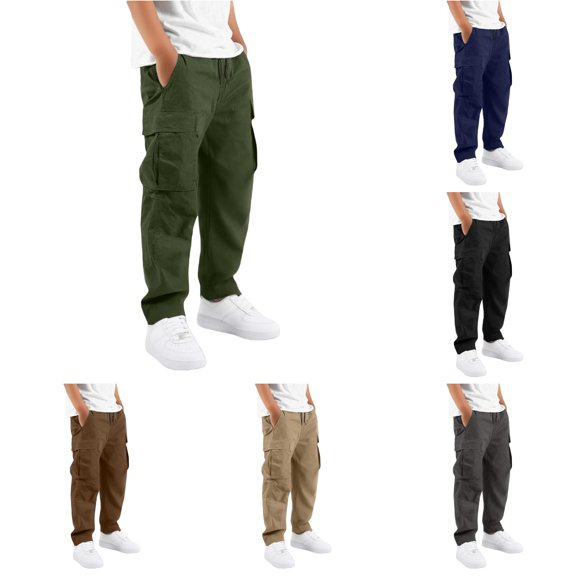 XIYON Boys Cargo Pants Kids Cargo Pants With Multiple Pockets Comfortable Casual Trousers For Boys And Outdoor Play And Daily Wear Soft Trousers
