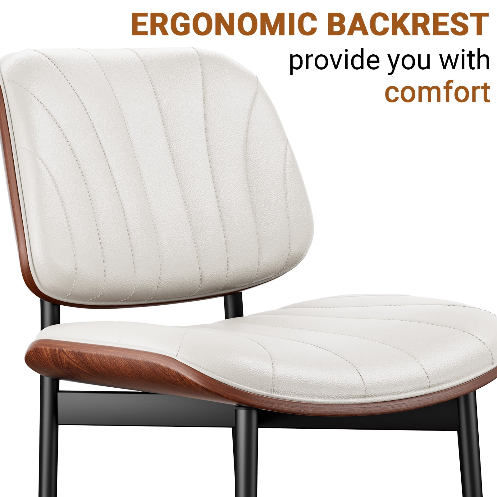 LainTene Modern Dining Room Chairs Set of 2, Faux Leather and Bentwood Design with Metal Legs, Ideal for Kitchen or Dining Space