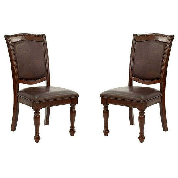 Set Of 2 Rubber Wood Traditional Dining Chair, Dark Brown And Black