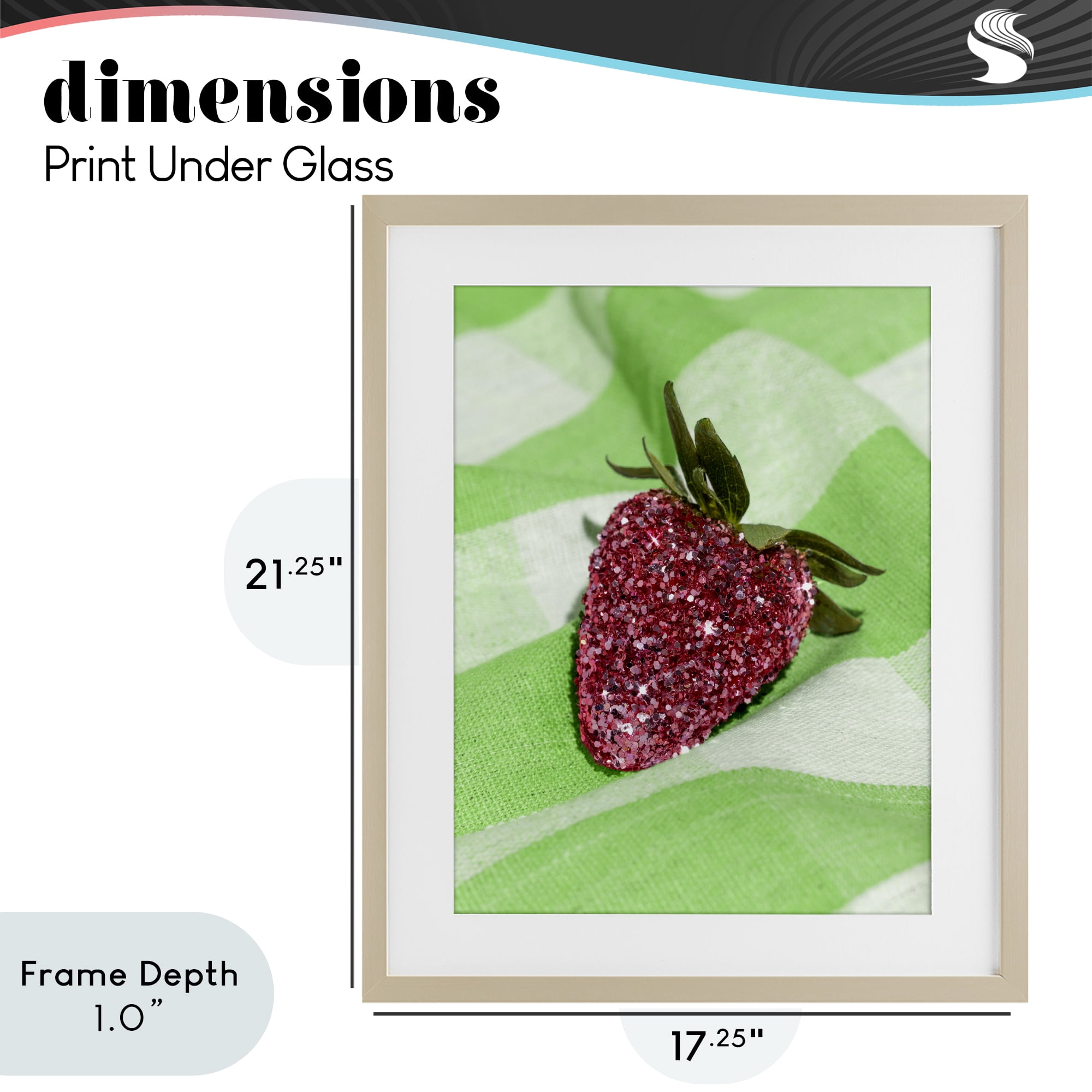 Stupell Industries Glimmer Strawberry on Green Birch Framed Print Under Glass, design by LISH Creative