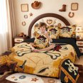 thumbnail image 4 of meiyoeat Vintage Pirate Skull 7-Piece Twin Bedding,Treasure Chest Print Bedding Comforter Set For Boys,Brown Black,Black Reversible, 4 of 7