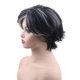 thumbnail image 2 of Pelucas Bob grises, peluca gris sal y pimienta para mujer, peluca de cabello humano corto con corte Pixie de parte lateral con peluca de pelo liso Remy sin pegamento, corte romo, negro mezcl, 2 of 4
