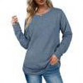 thumbnail image 1 of Hauts à Manches Longues pour Femmes Mode Automne Hiver Pull Col Rond Uni, 1 of 7