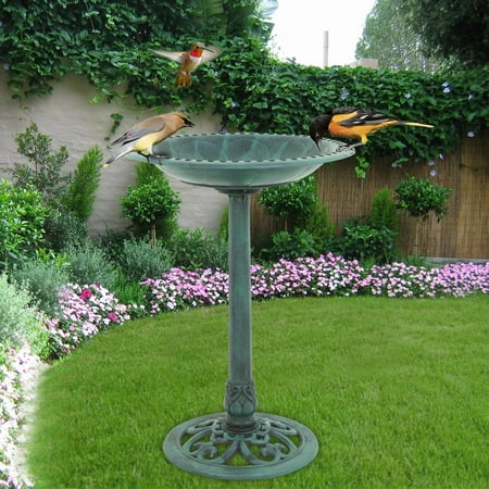 Zeny Birdbath Height Pedestal Bird Bath Outdoor Garden Decor Vintage Yard (Best Bird Bath For Finches)