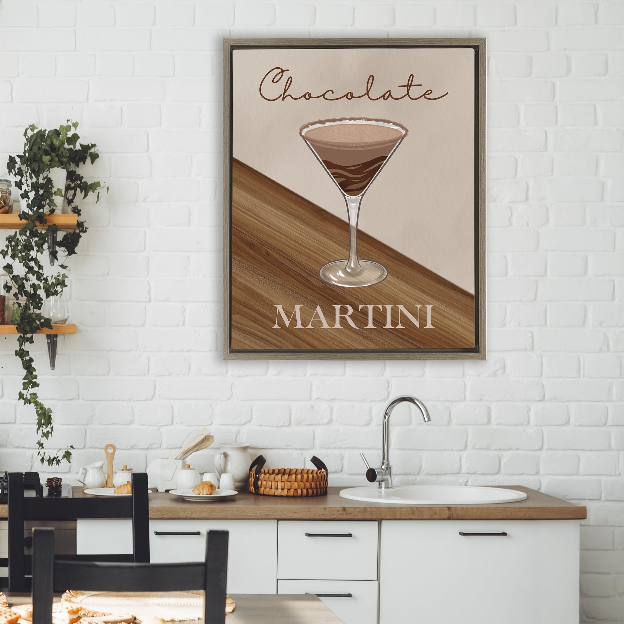 Stupell Industries Chocolate Martini on Brown Brown Framed Floater Canvas Wall Art, design by Marcus Prime