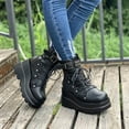 thumbnail image 2 of Leozcaa Womens Goth Platform Boots Chunky High Heel Booties Round Toe Combat Ankle Boots Motorcycle Shoes, 2 of 9
