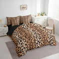 thumbnail image 3 of Feelyou Modern Cheetah Print Bedding Comforter Set 7pcs, Rustic Farmhouse Queen Bedding Sets, Fashion Brown Polkadots Reversible Queen Sheet Sets, Super Cozy Room Decor, 3 of 8