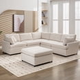 thumbnail image 2 of EUROCO 1300LBS 100.4" Modern Large U-Shape Sectional Sofa Couch, 6-Seater Polyester Sofa with Removable Ottomans for Living Room, Beige, 2 of 8