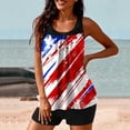 thumbnail image 4 of Tnhcen Women's High Waist Patriotic Star Print 4th of July Basic Tankini Swimsuit Set with Pads, Nylon Spandex Swimwear Sizes S - 2XL, 4 of 5
