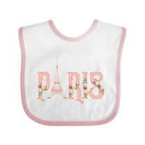 Inktastic Pink Paris Eiffel Tower with Flowers Boys or Girls Baby Bib