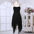 thumbnail image 3 of MSemis Women's Chiffon Spaghetti Strap Asymmetric Lyrical Dance Swing Party Dress, 3 of 4
