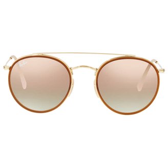 Ray Brown Double Bridge “ Copper / Clear Brown Gradient “ Sunglasses Ray-Ban Round Double Bridge RB3647N Sunglasses - Walmart.com main image 3