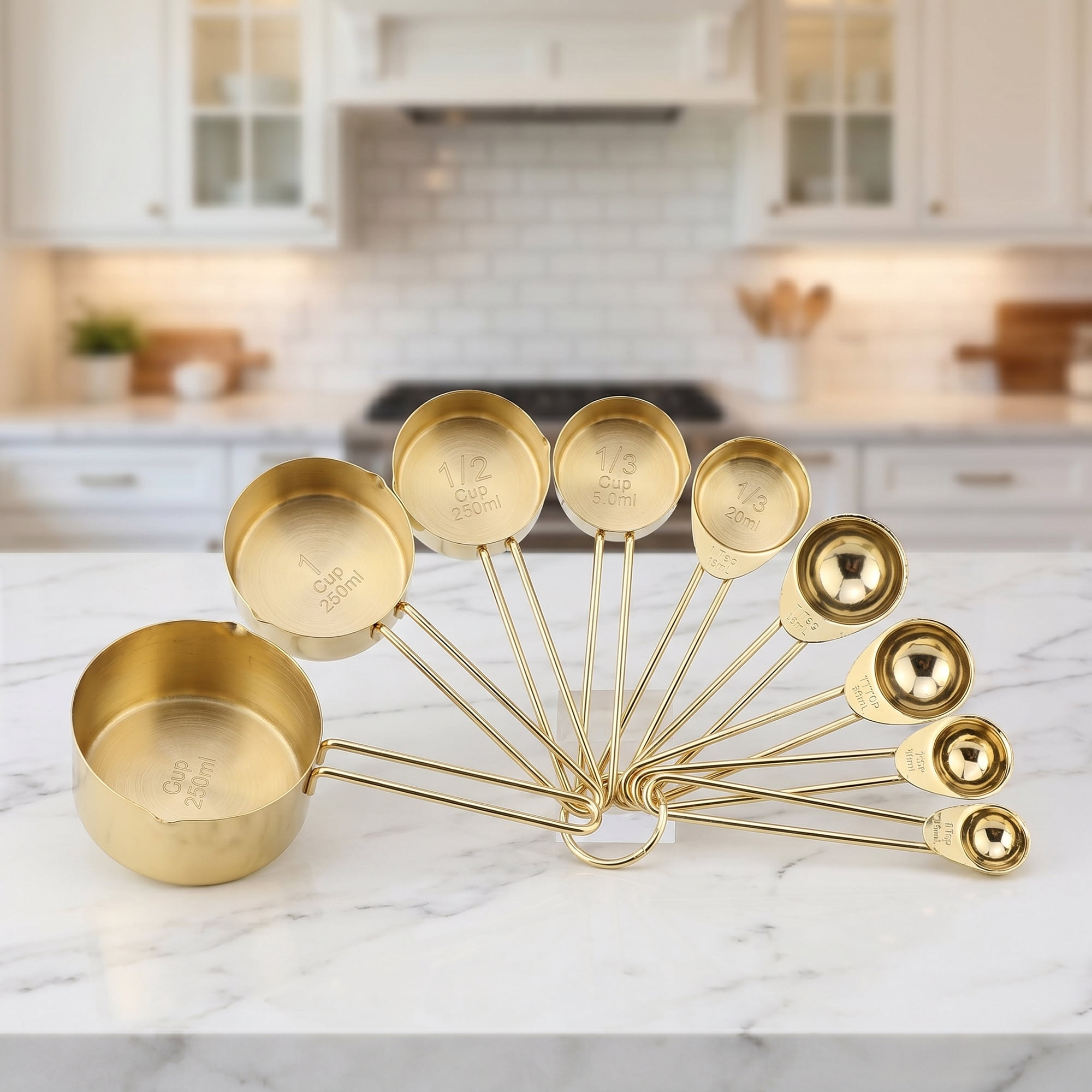 Unique Bargains Stainless Steel Stackable Measuring Cups and Spoons Set Silver 8Pcs