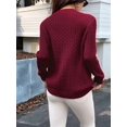 thumbnail image 6 of Women Casual Trendy Classic Pullover Sweaters Fall Outfits Wine Red S, 6 of 8