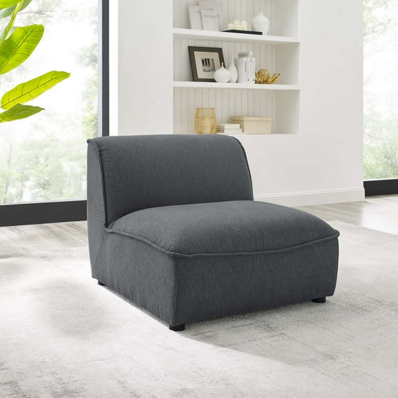 Modway Comprise Modern Polyester Fabric Armless Chair in Charcoal