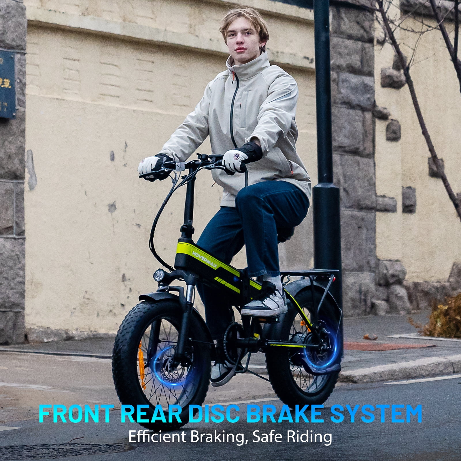 HOVERMAX 750W Electric Bike 20X4.0" Electric Bicycle for Adults with Removable 48V 12Ah Battery, 7 Speed Commuter Bike for Man Woman, BLack - UL2849