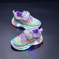 thumbnail image 5 of yboeqw Little Girls Hook and Loop Light‑Up Sneakers Rainbow Star Print LED Flashing Sole Lightweight Non‑Slip Casual Athletic Shoes for Little Girls, 5 of 7