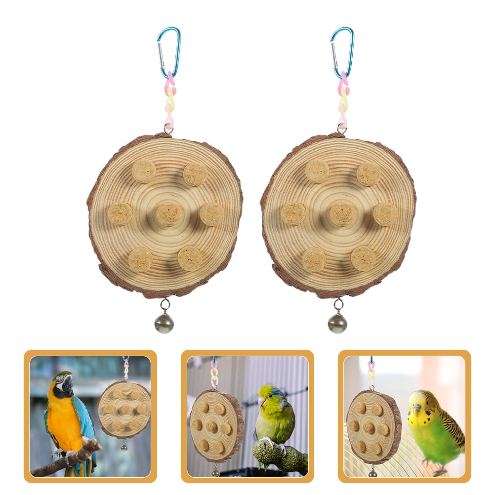 HAMPPLIES 2pcs Parrot Chewing Hanging Bird Wood Cage Accessory for PET Birds