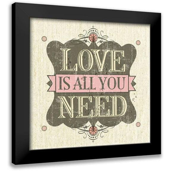 Trishpix 12x12 Black Modern Framed Museum Art Print Titled - Burlap Love