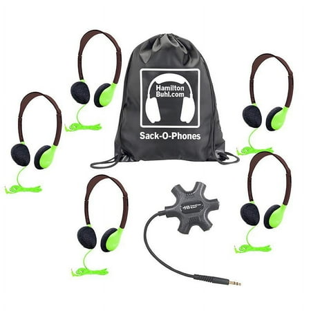 UPC: 0681181628186 | HamiltonBuhl Galaxy Econo-Line of Sack-O-Phones with 5 Green Personal-Sized Headphones