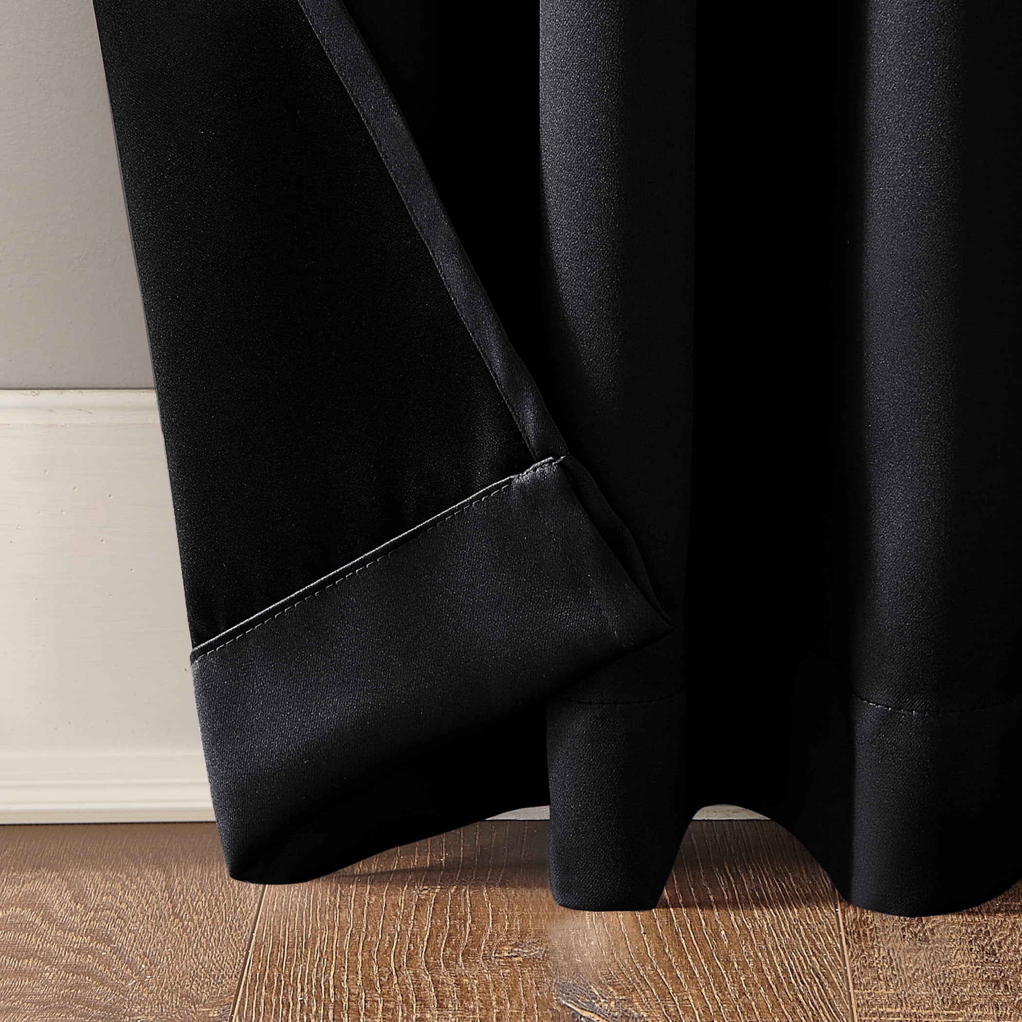 Sun Zero Malmo 1-Piece Theater Grade Extreme 100% Blackout Rod Pocket Curtain Panel, 52"X63", Black