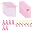 thumbnail image 1 of 6Pcs Pink Ribbon Keychain Brooch Set For Women Friendship Encouragement Thank You Gift, 1 of 6
