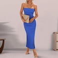 thumbnail image 2 of Vestido largo sin tirantes para mujer: elegante vestido de cóctel con abertura lateral, tejido de poliéster, vestido para invitada de boda, tallas S-XXL, contorno de pecho 73-99 cm., 2 of 5
