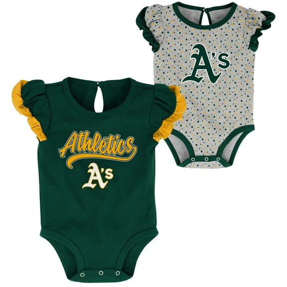 Newborn & Infant Green/Heathered Gray Athletics Scream & Shout Two-Pack Bodysuit Set