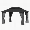 thumbnail image 5 of LazySunsets 12' X 12' Hardtop Gazebo with Double Roof Outdoor Gazebos for Patio Lawn and Garden Included Netting and Curtains, Gray, 5 of 9