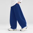thumbnail image 2 of CPNG Girls and Boys Sweatpants Solid Color Elastic High Waist Wide Leg Sweat Pants Soft Daily Wear Casual Baggy Streetwear Pants, 2 of 5