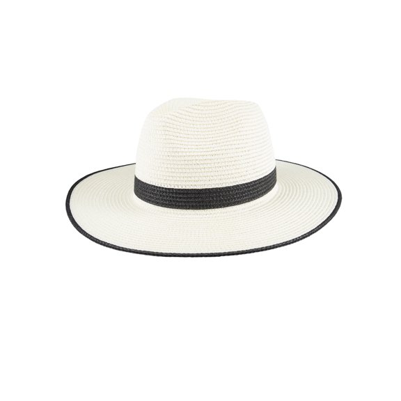 Jessica Simpson Women's Wide Brim Straw Fedora Beach Hat