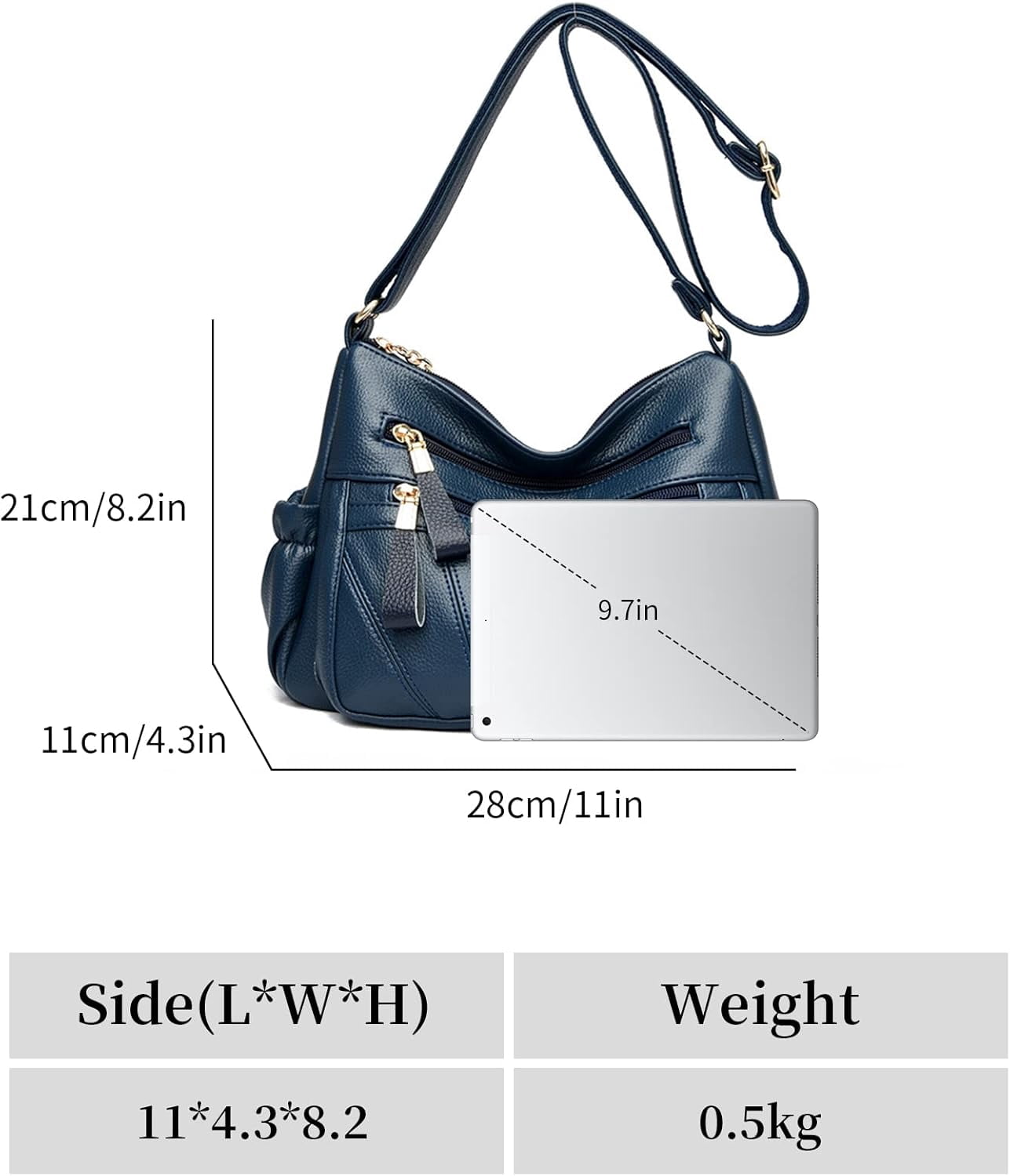 Crossbody Bags for Women Multi Pocket Shoulder Bag Soft PU Leather Purses and Handbags Pocketbooks