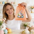 thumbnail image 5 of SIYTUAU Orange Easter Rabbit Candy Bags 3 Pack Drawstring Burlap Pouch For Party Favor Storage Linen 11.8X7.9X0.4 Inch, 5 of 6