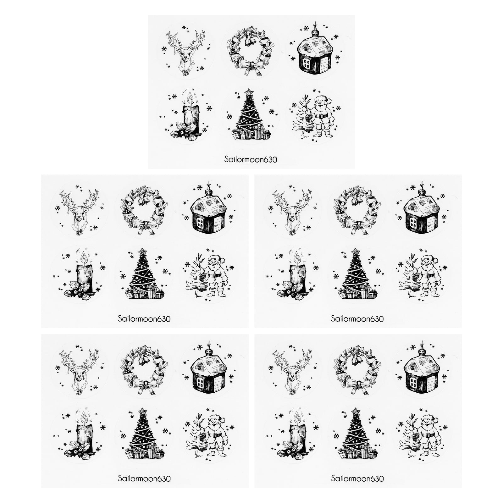 10 Sheets Christmas Retro Candy Bag Seal Stickers Adhesive Gift