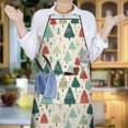 thumbnail image 5 of Beige Christmas Tree Pattern Apron-Garden Aprons for Women with Pockets-Cotton Linen Waterproof Kitchen Cooking Gardening Aprons Adjustable for Kitchen,Cooking,BBQ and Salon 33"x27", 5 of 7