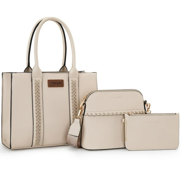 Bolso de mano Wrangler WG3-8321BG para mujer, color beige, con juego de 3 piezas
