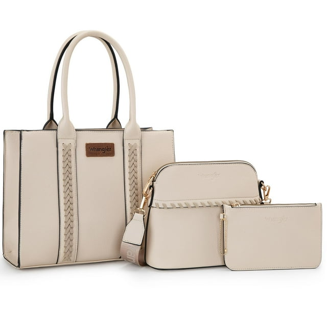 Bolso de mano Wrangler WG3-8321BG para mujer, color beige, con juego de 3 piezas