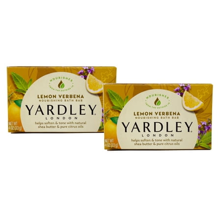 Yardley London Moisturizing Bath Bar Lemon Verbena, 4.0 Oz. 2 Pack