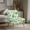 thumbnail image 3 of HELLHERO Green Clover Armless Accent Chair Cover, Stretch Elastic Bottom Comfortable Protector for Living Room Hotel, 3 of 8