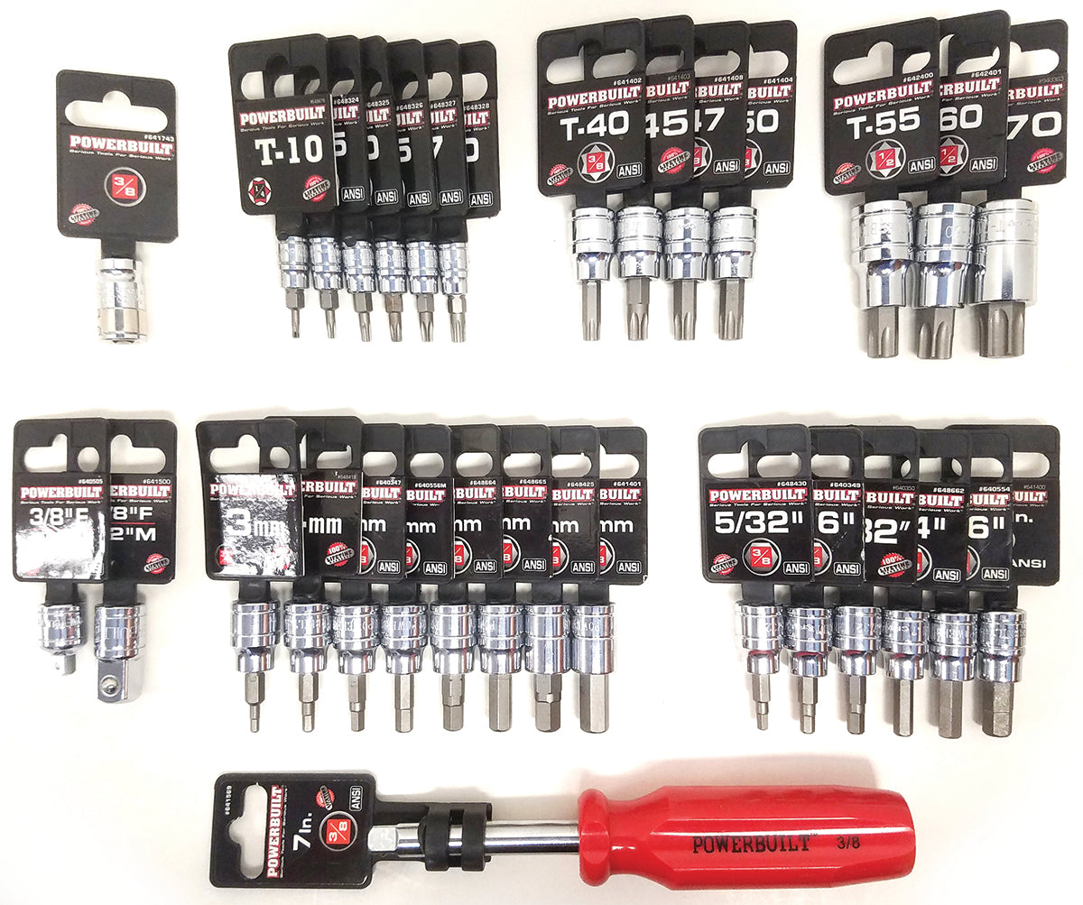 Powerbuilt 31pc HEX/TORX Socket Set METRIC SAE TORX Pro