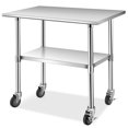 thumbnail image 1 of Costway 36'' x 24''  Stainless Steel Commercial Kitchen Work Table w/ 4 Casters, 1 of 10
