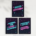 thumbnail image 5 of Pack of 3 Neon Blue and Pink Disco Kitchen Quote Retro Typography Unframed Wall Art Living Room Prints Set, 5 of 5